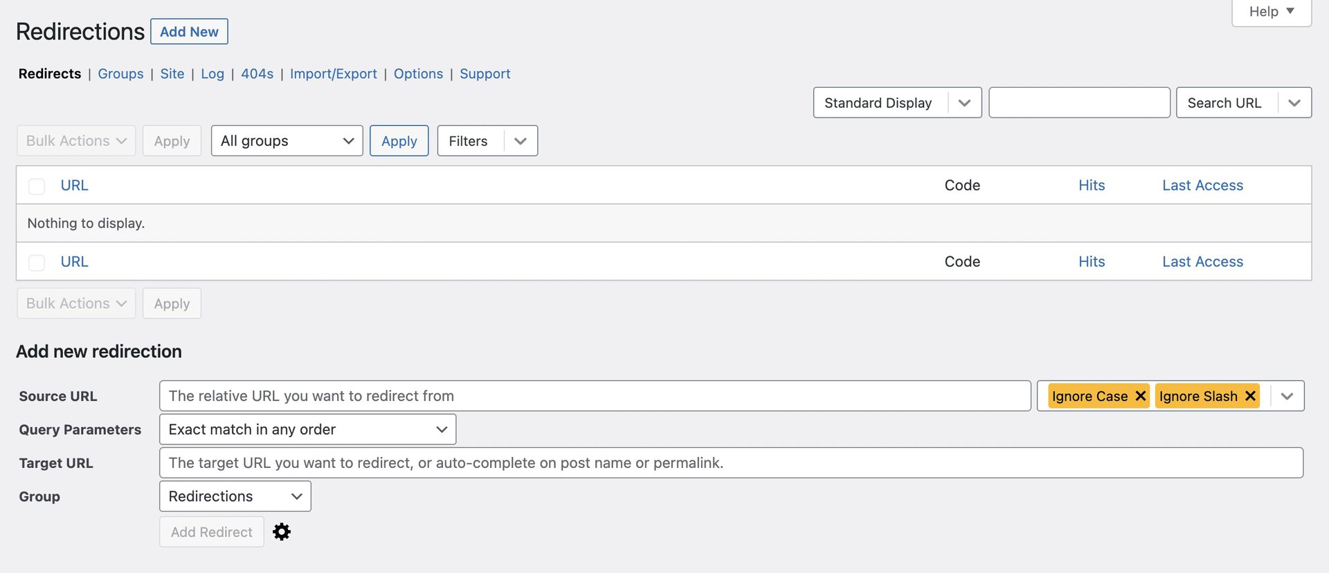 redirect plugin set up 301