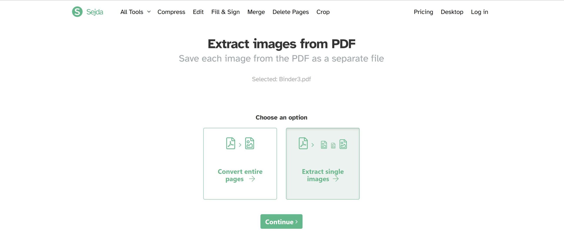 sejda extract images from pdf choose single images
