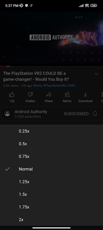 select a new speed youtube video control