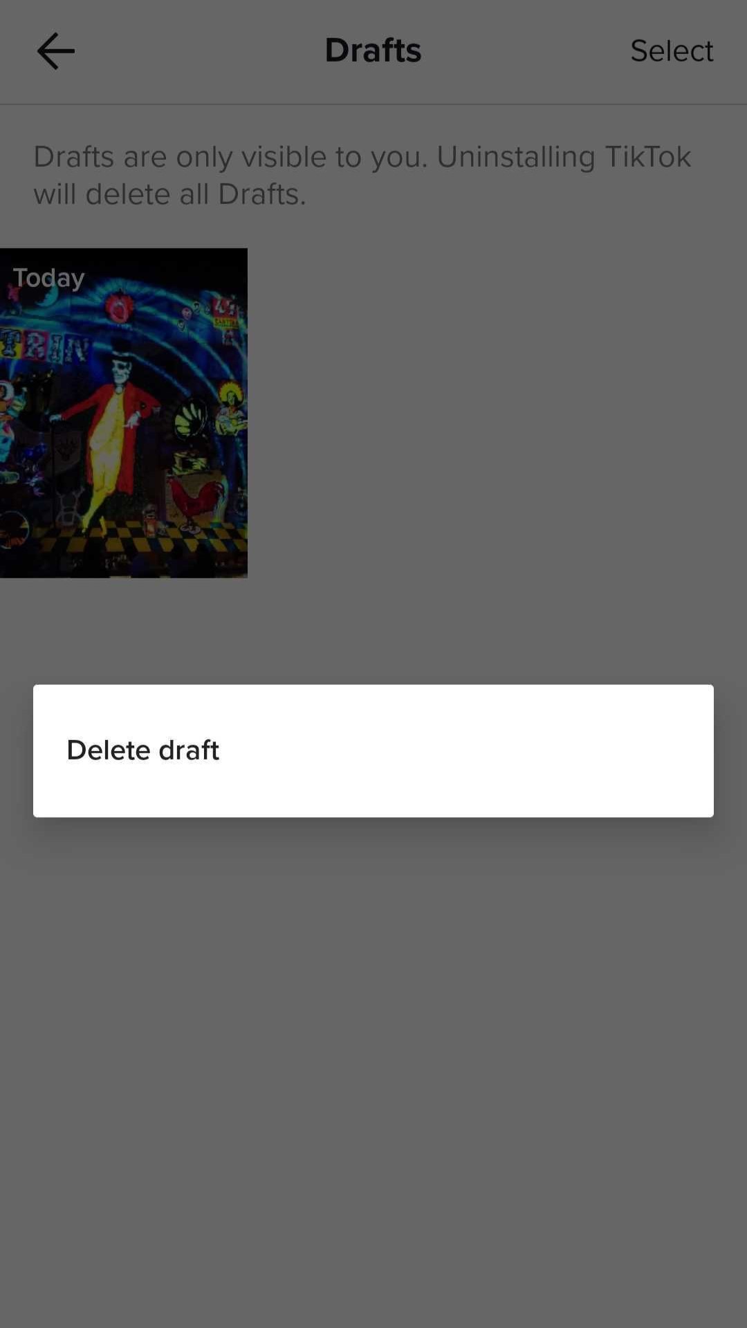 tiktok delete draft video