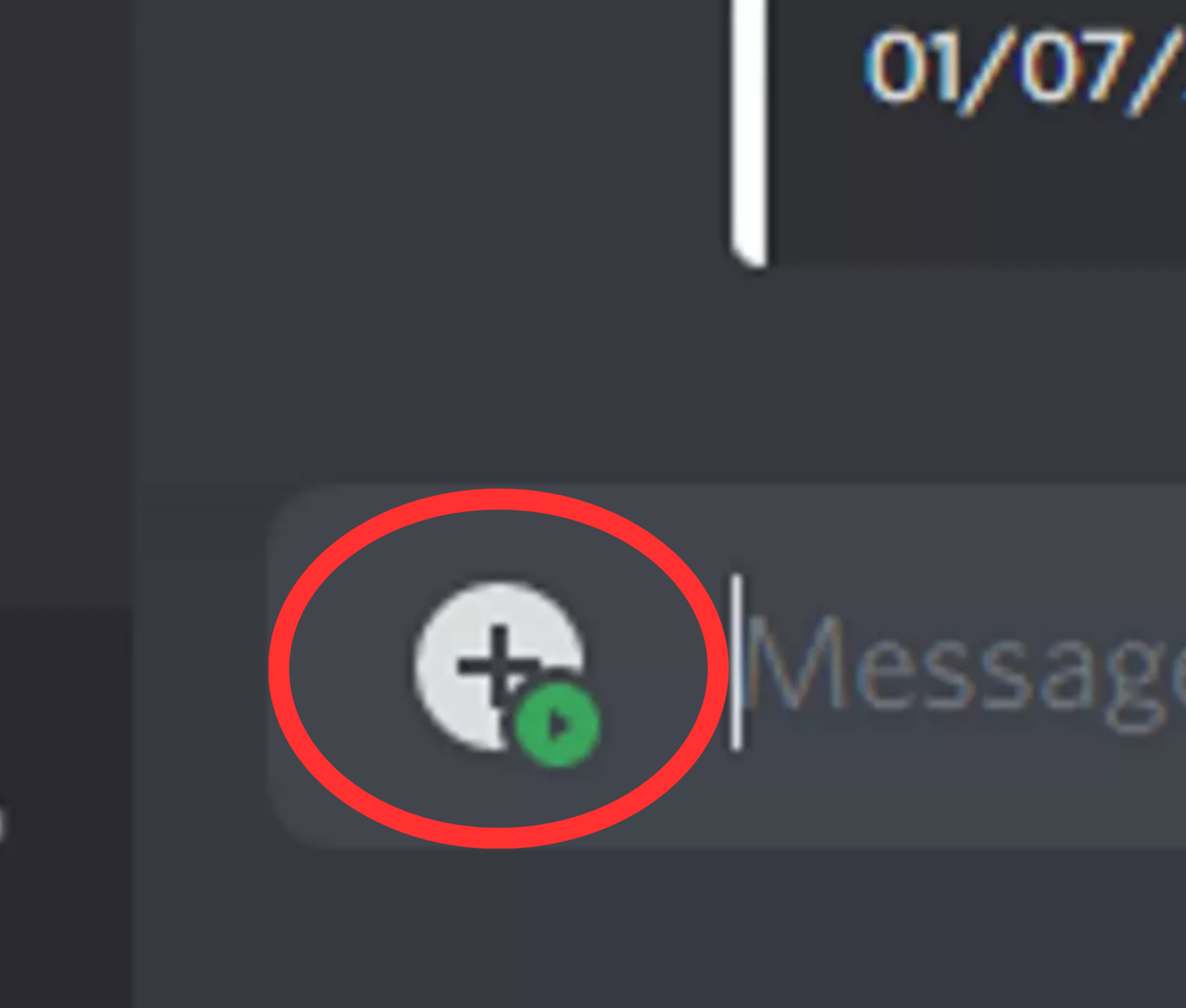 discord message box plus icon green circle