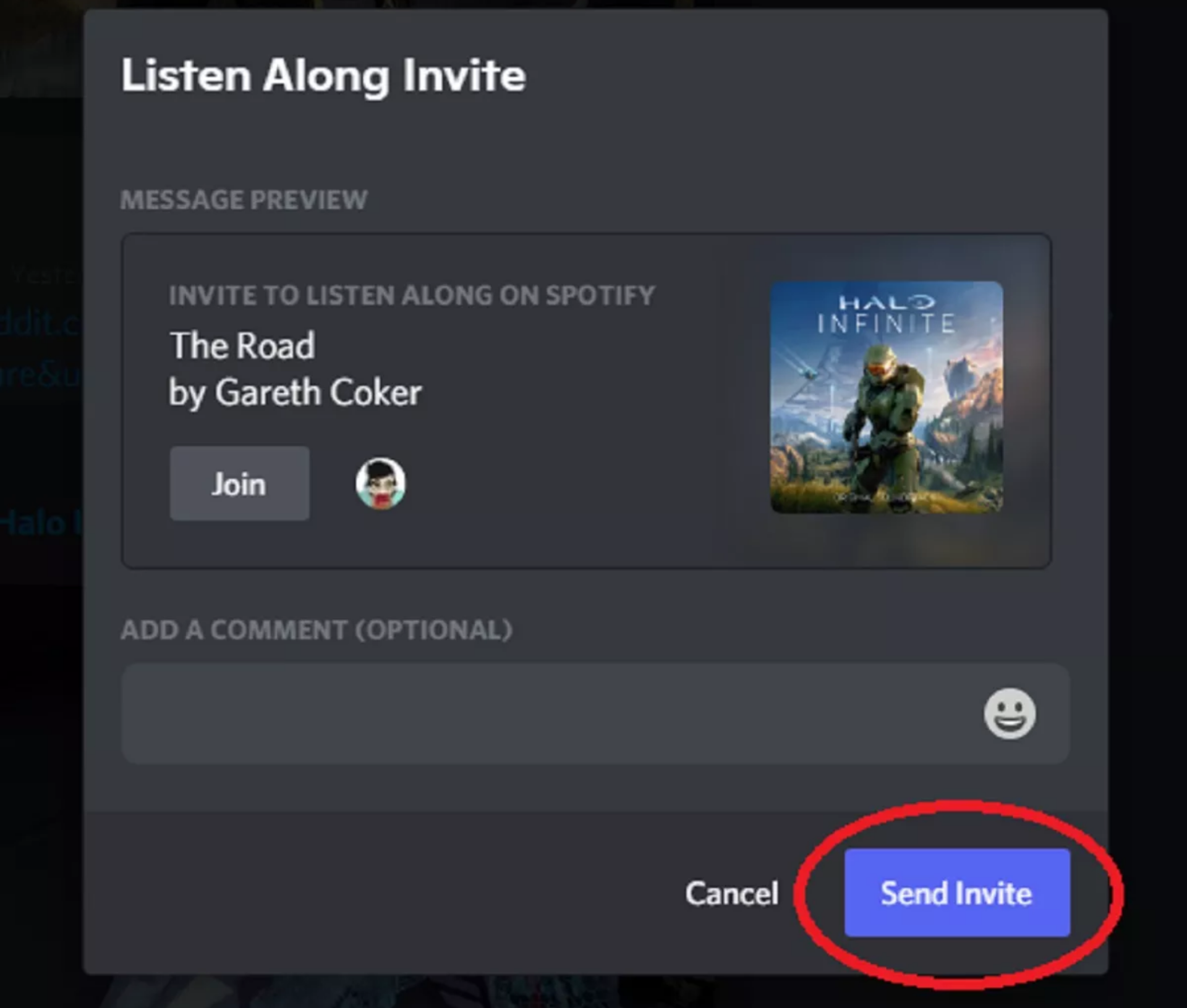 discord send invite to listen to spotify