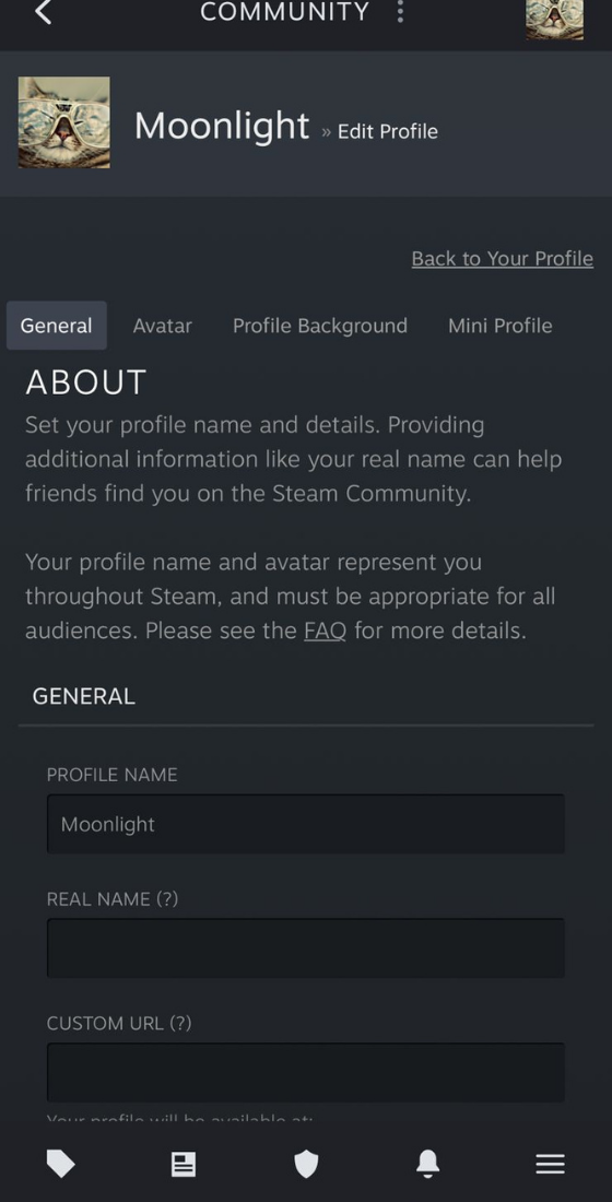 How to see Mini Profile Steam Background –