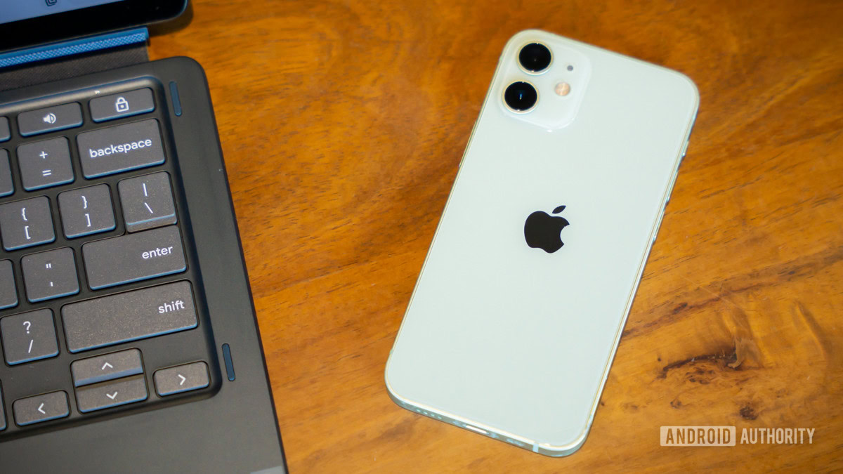 Apple iPhone on table stock photo 1