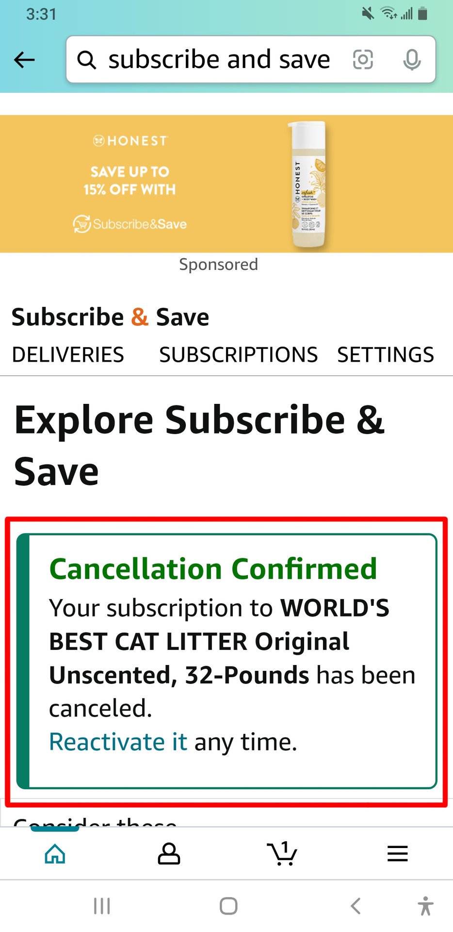 Cancel Subscribe and Save App Cancellation Confirmed