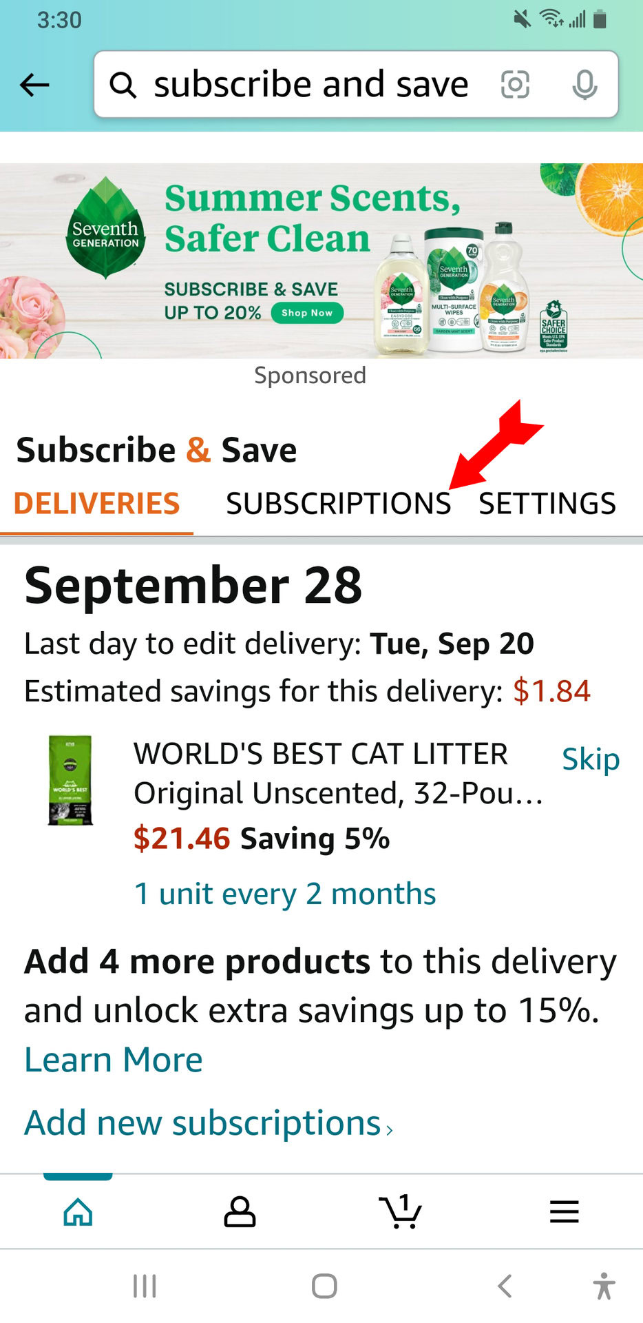 App Subscriptions Tab