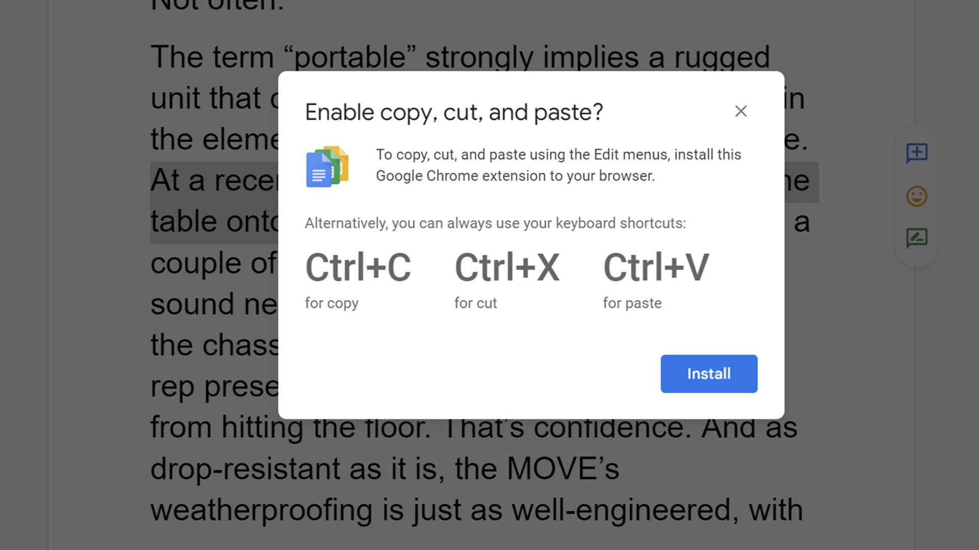 Copy Paste Google Docs Plugin Warning