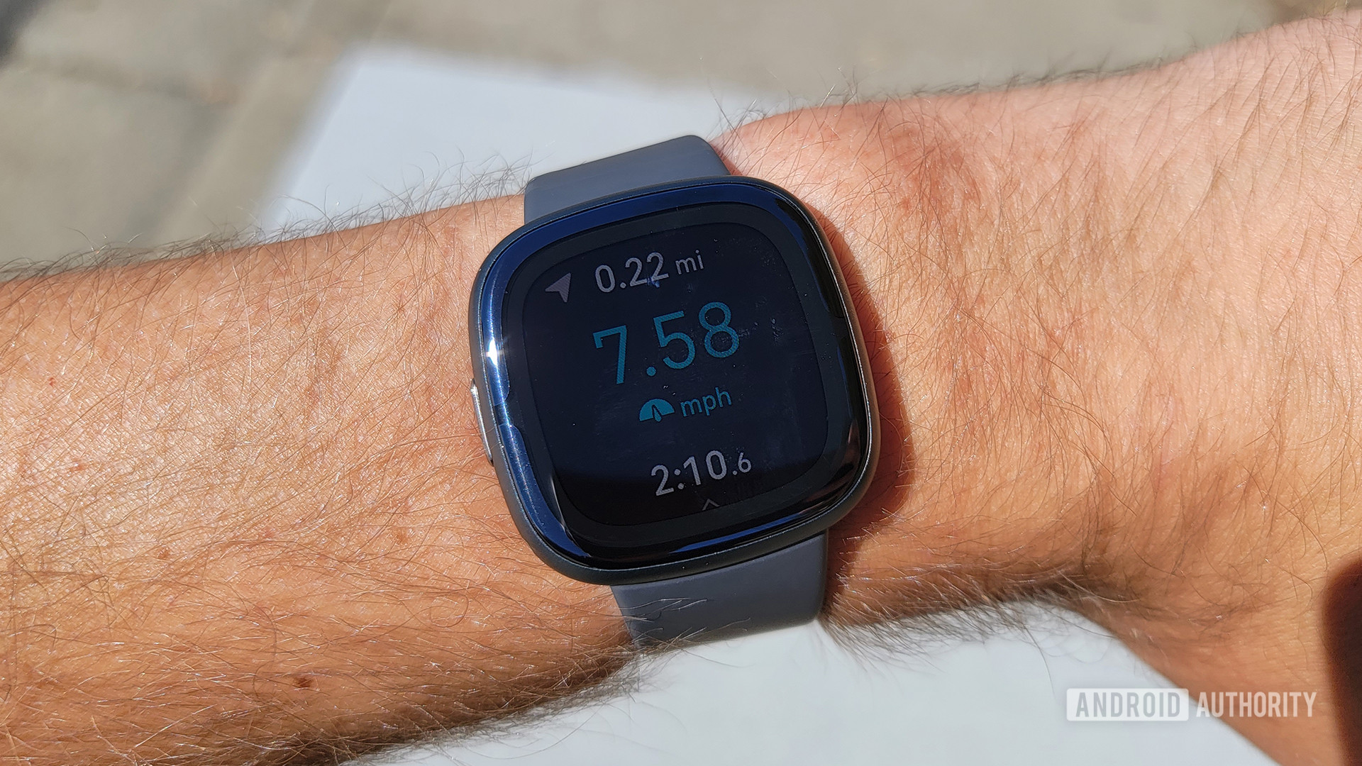 A user reviews their workout stats on wrist.