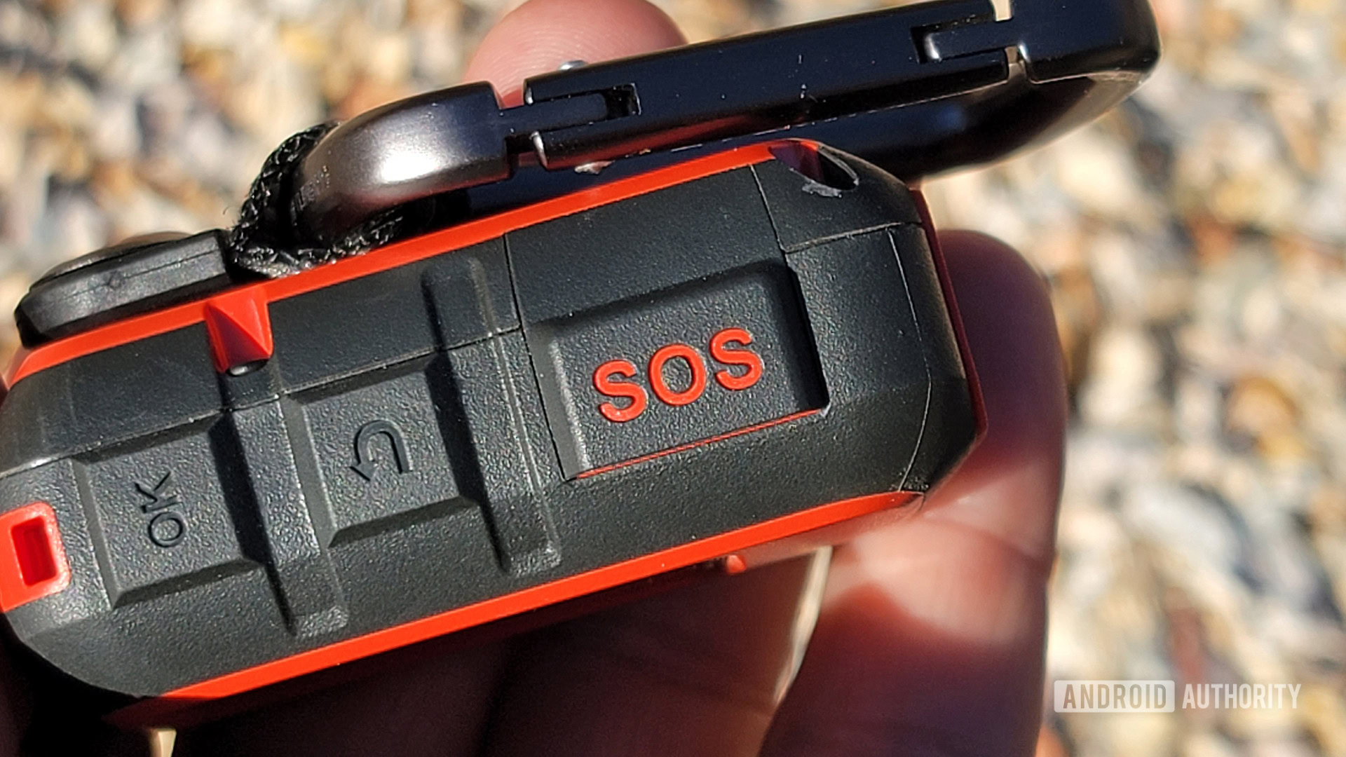 Garmin InReach Mini 2 SOS button closeup