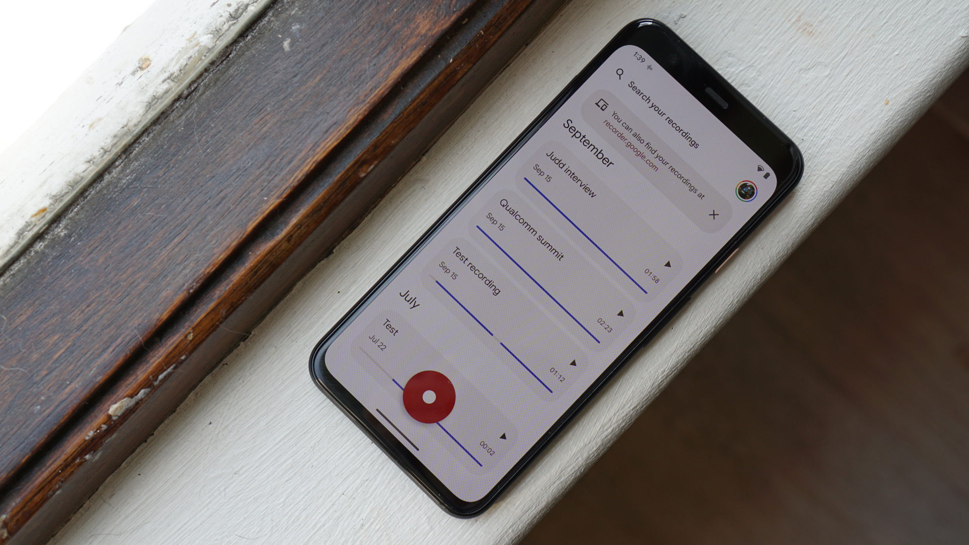 Google Recorder en el teléfono Pixel