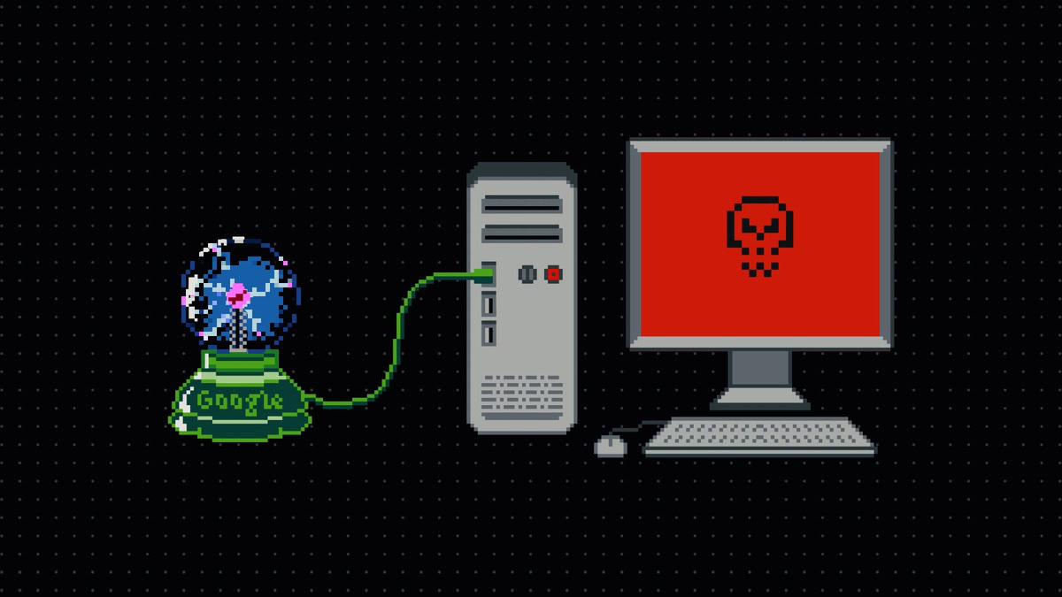 plasma globe next to an infected computer