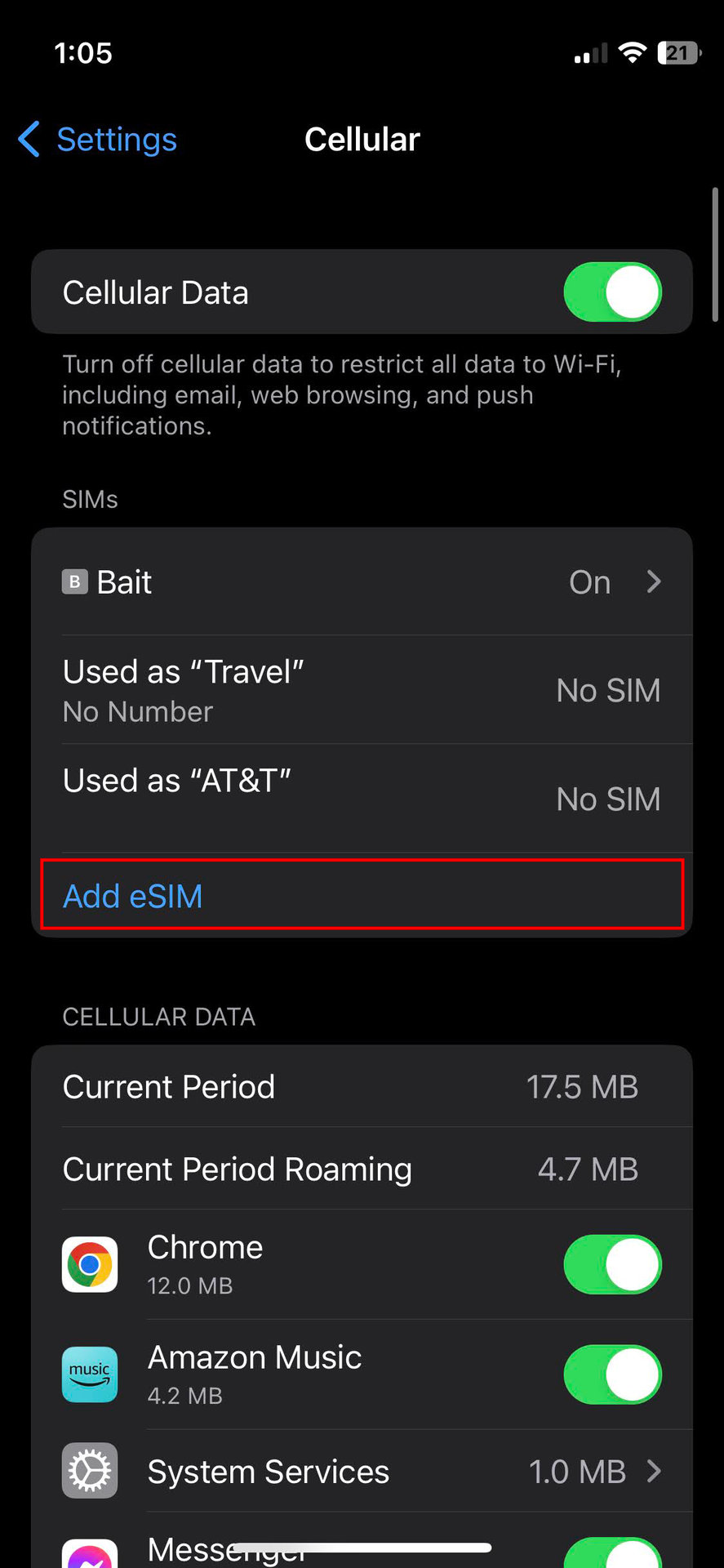 How to access eSIM settings on iPhone 2