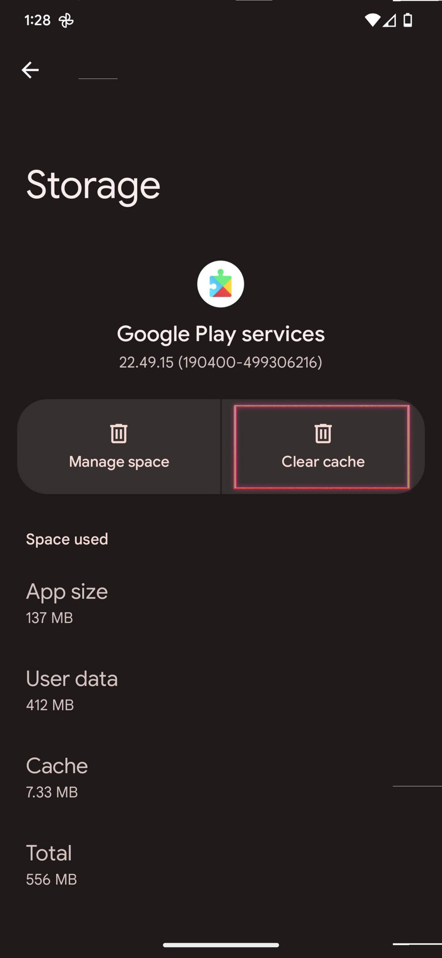 How to clear cache on Google Play Services 5