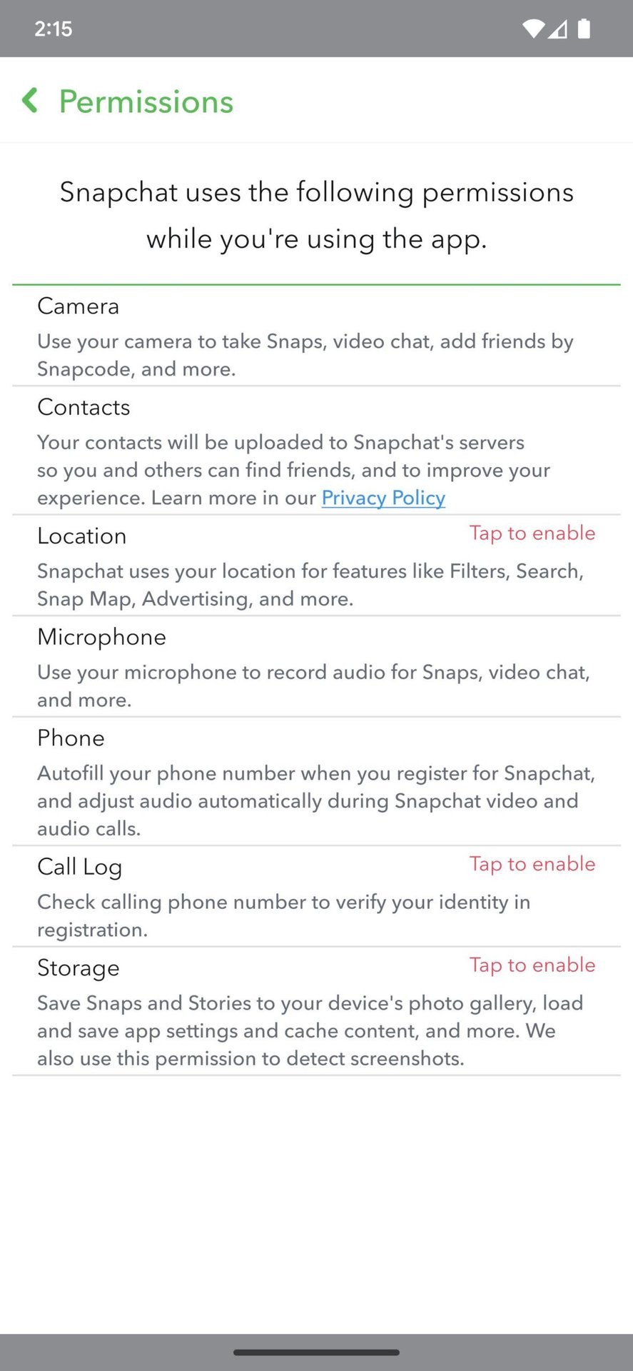 How to edit permissions in Snapchat 3