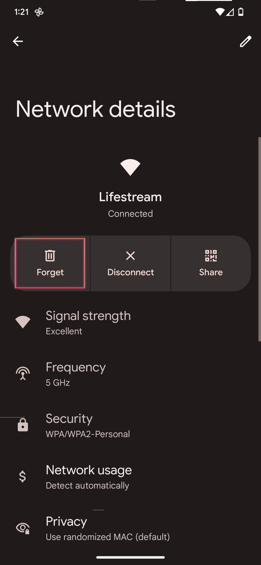How to forget network on Android 13 4