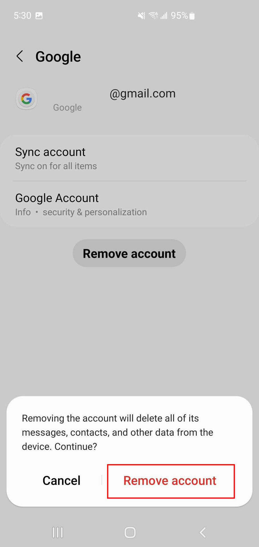 How to remove Google account from Samsung Galaxy S10 Plus 5