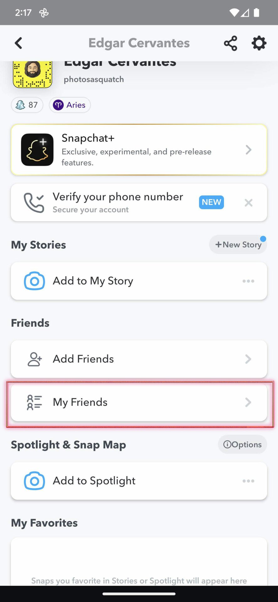 How to remove friend in Snapchat 1