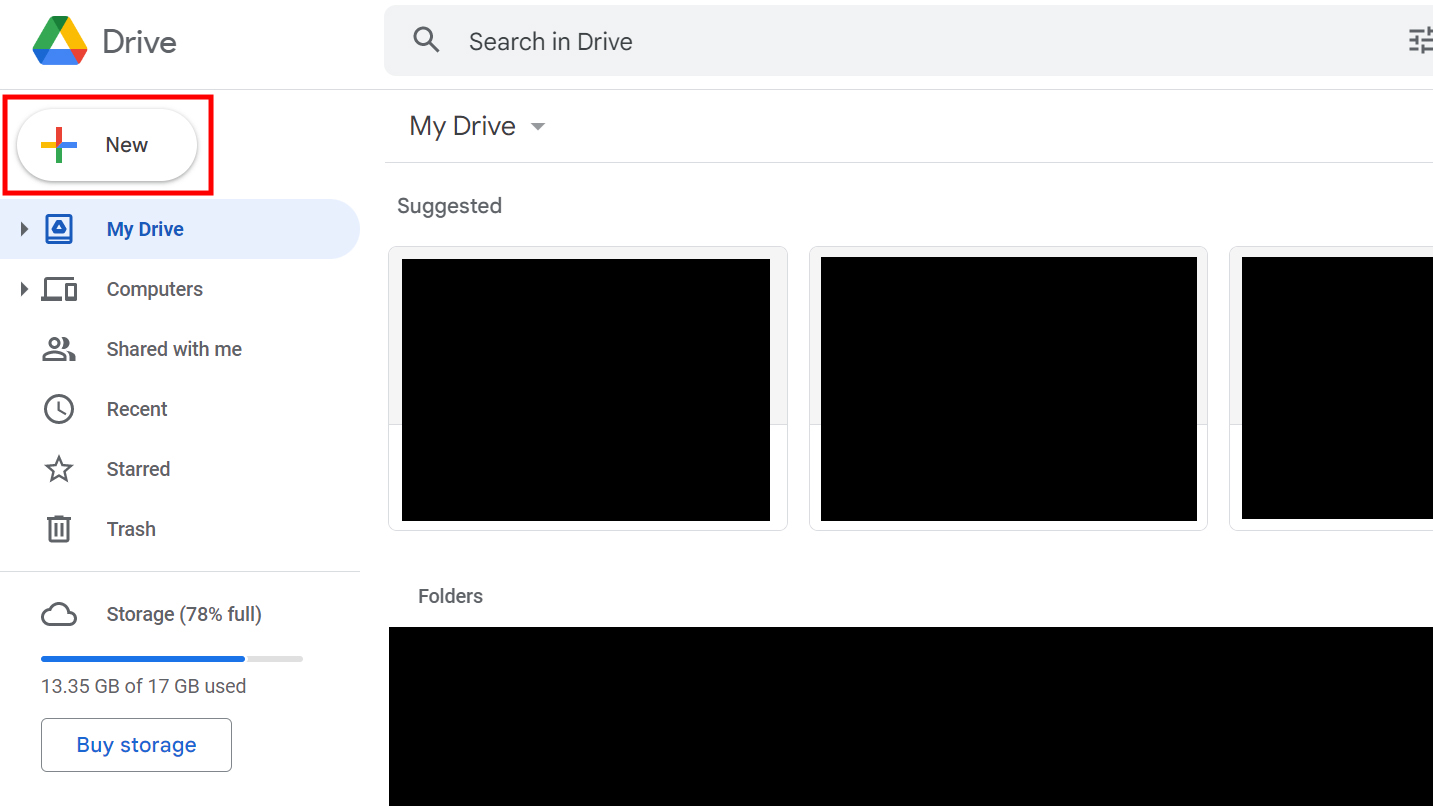 How to upload a file to Google Drive website 1