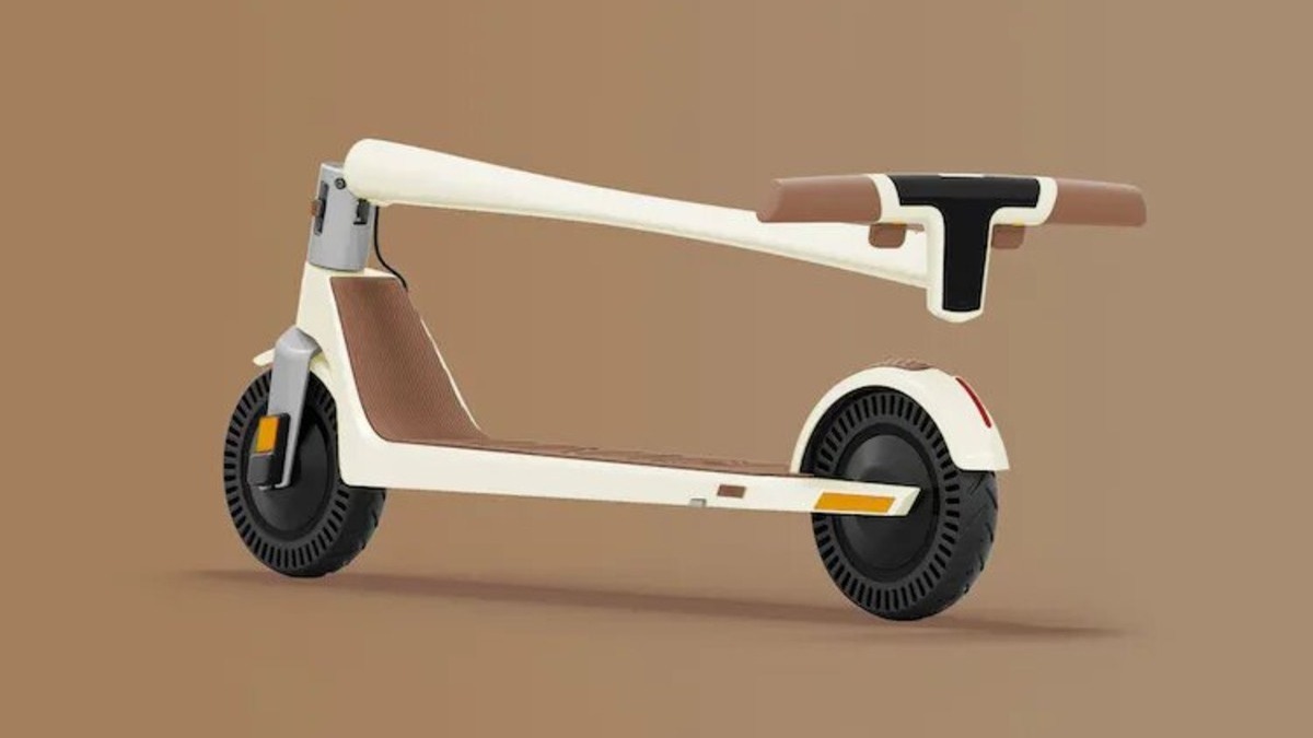 folded white and brown scooter