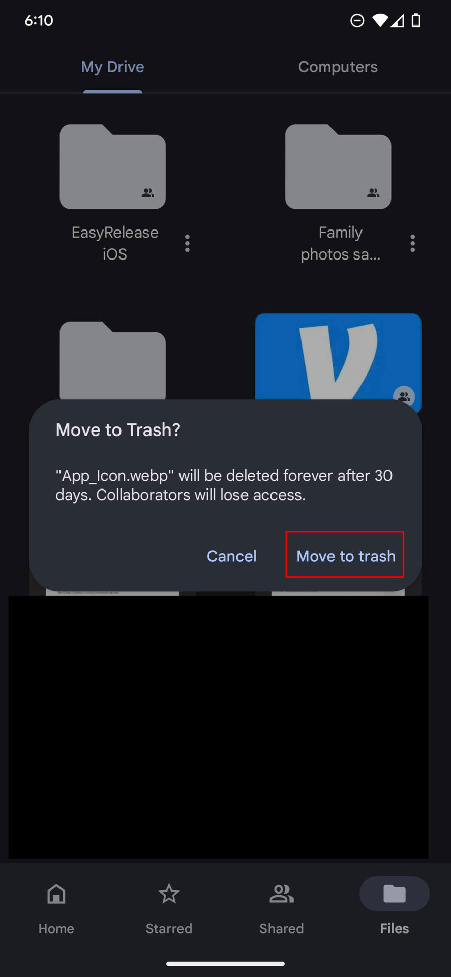 Remove files on Google Drive app 3