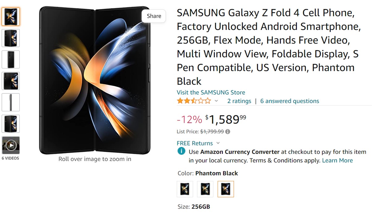 Samsung Galaxy Z Fold 4 Amazon Deal 1
