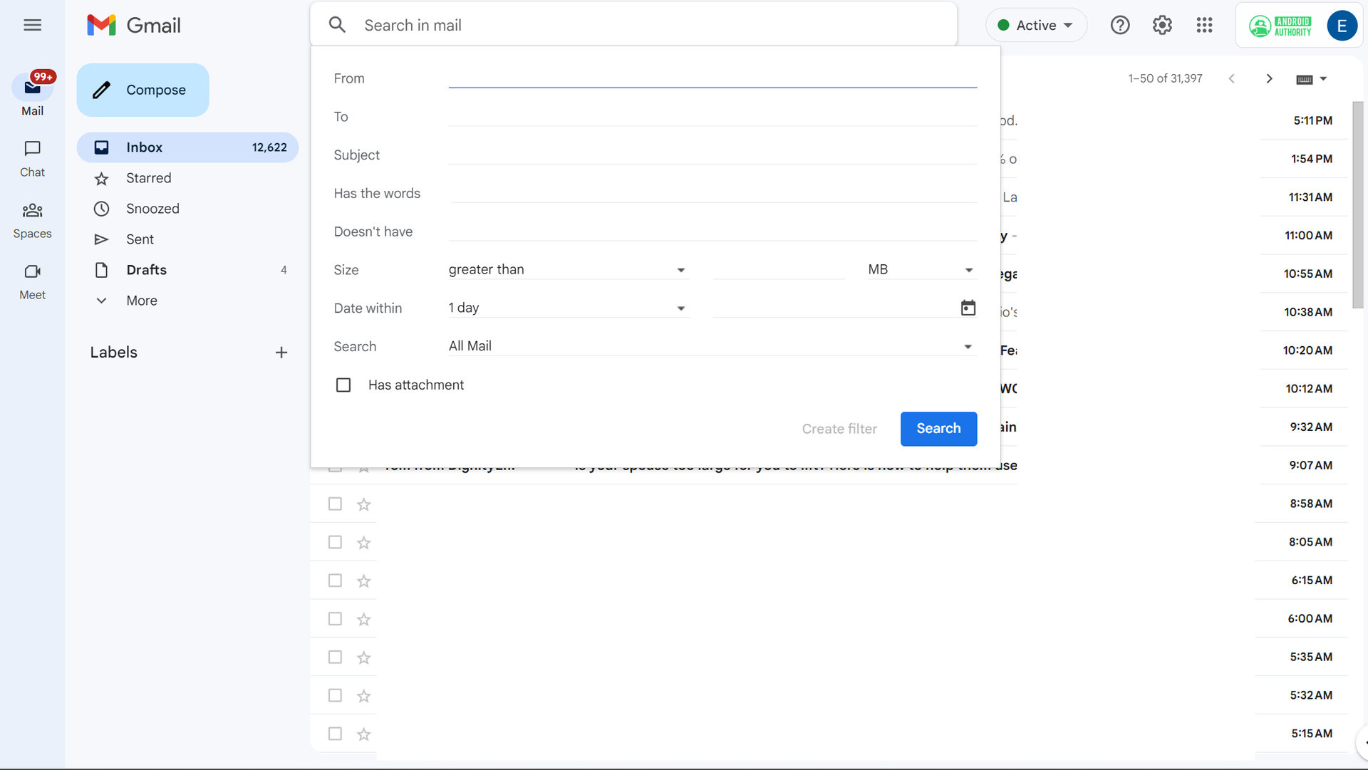 Search and filter emails in Gmail
