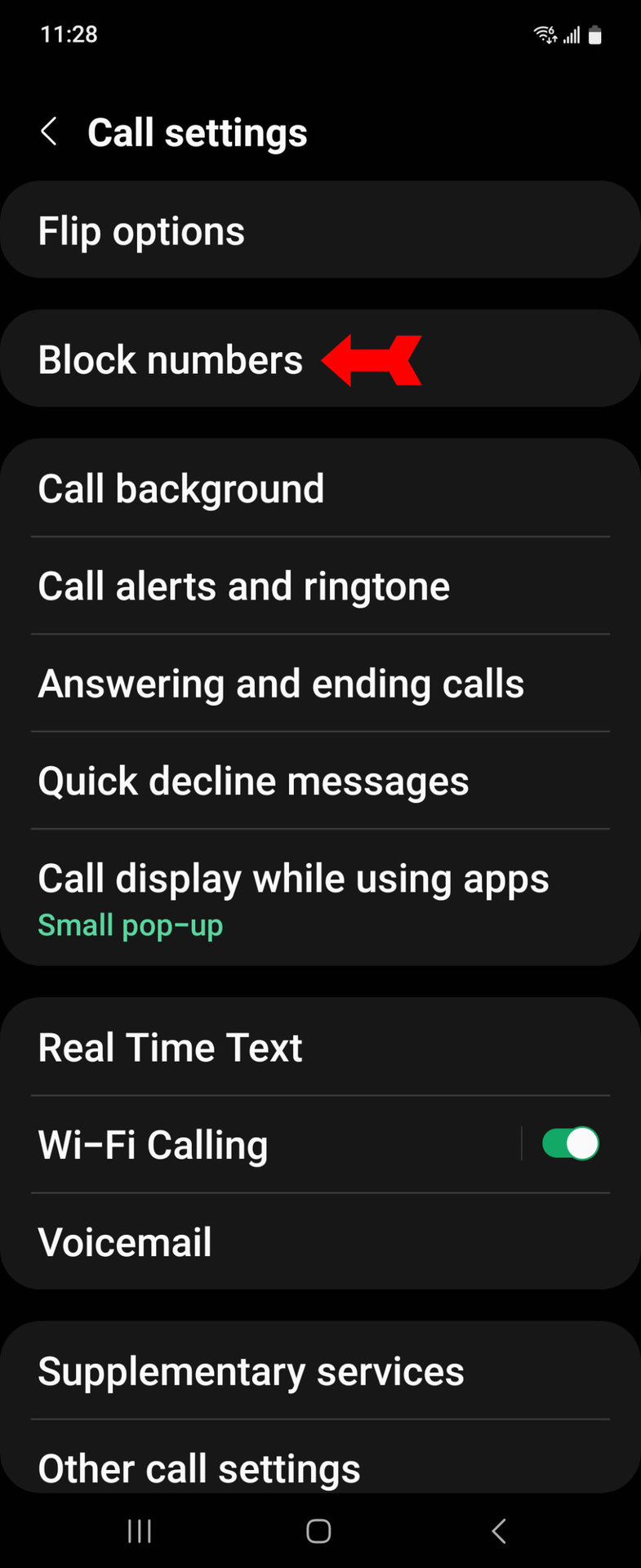 Phone Block Numbers Button
