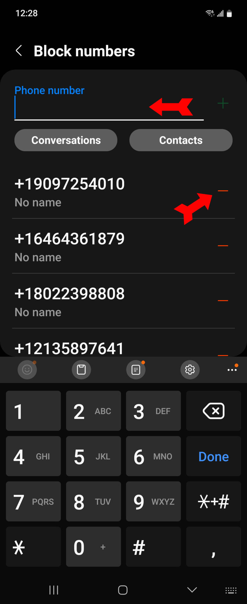 See Blocked Numbers Messages Blocked Numbers List