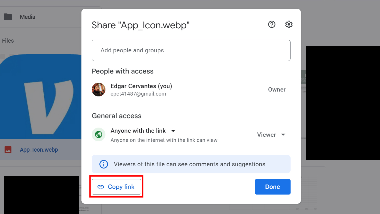 Share Google Drive files on the web 2