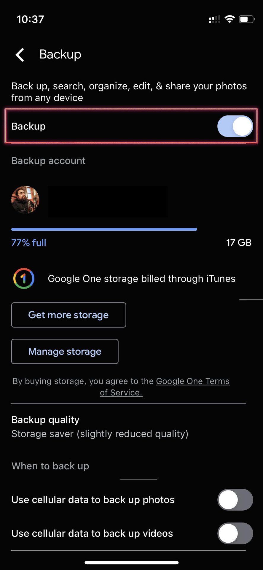 Sync to Google Photos on iPhone 3