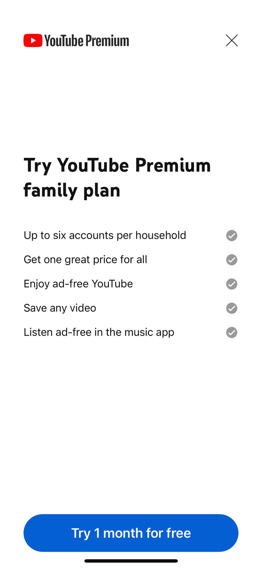 YouTube Premium Pop Up 1