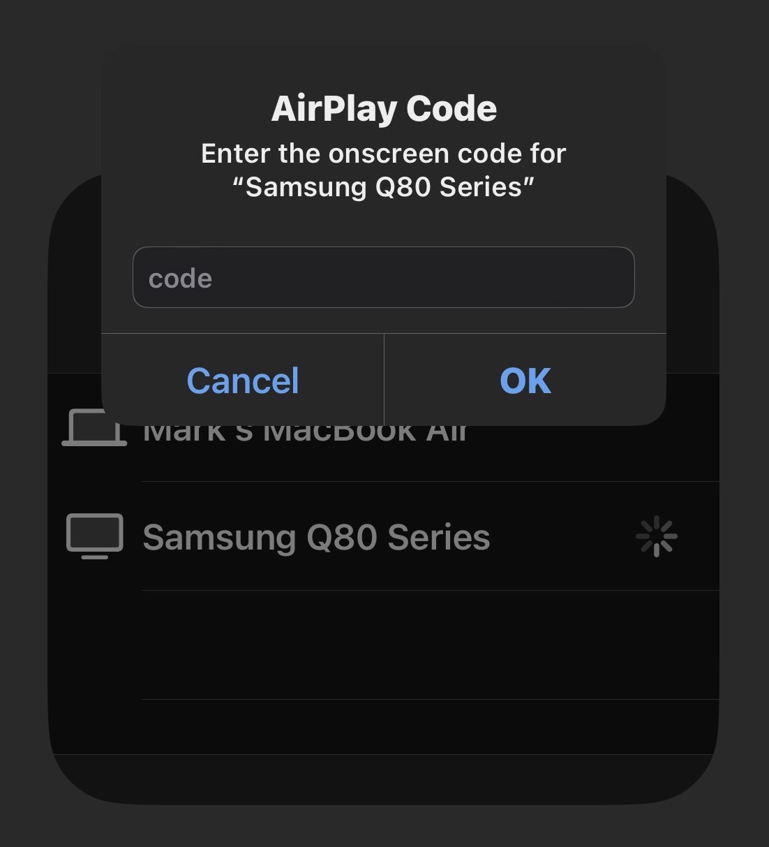 apple airplay code