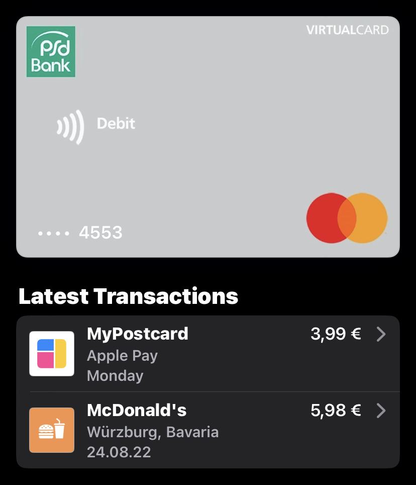 apple pay latest transactions