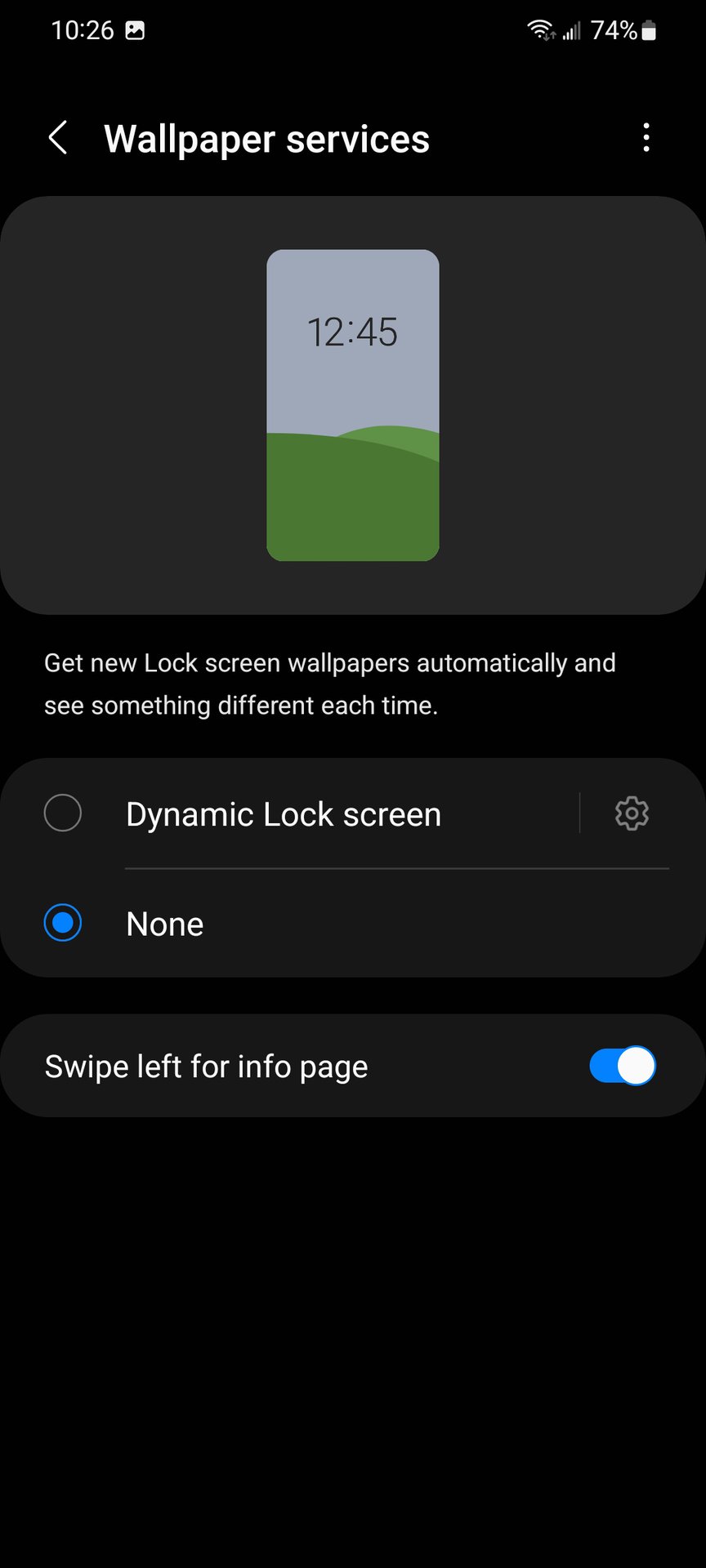 dynamic lock screen settings