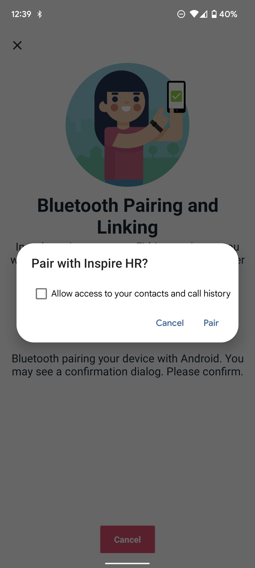 Pairing a Fitbit tracker with a new phone step 4