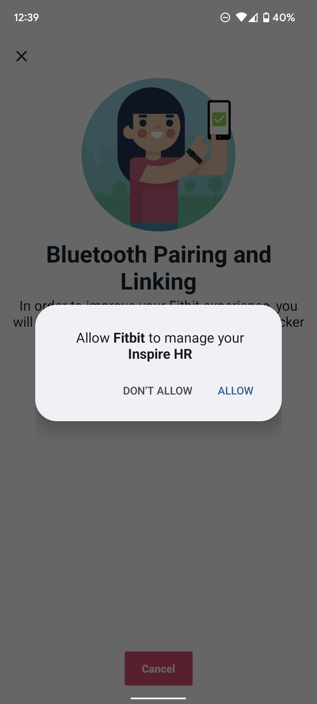 Pairing a Fitbit tracker with a new phone step 5