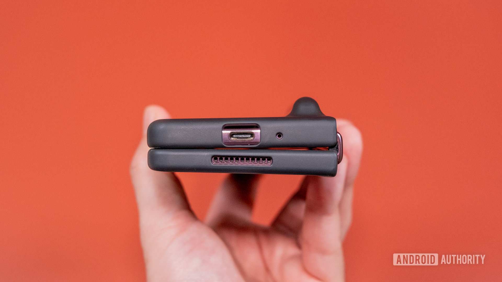 Galaxy Z Fold 4 in S Pen case, bottom