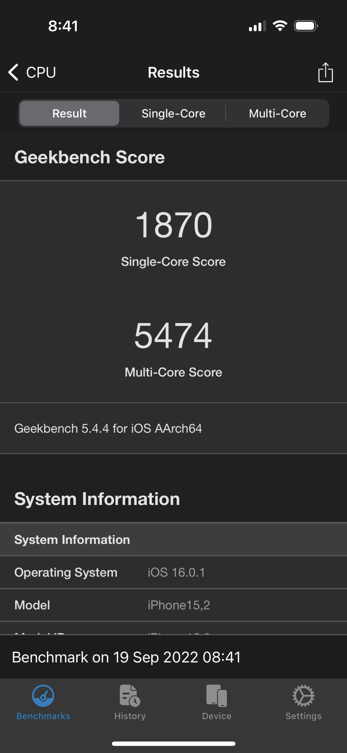 iPhone 14 Pro Geekbench 5 Score