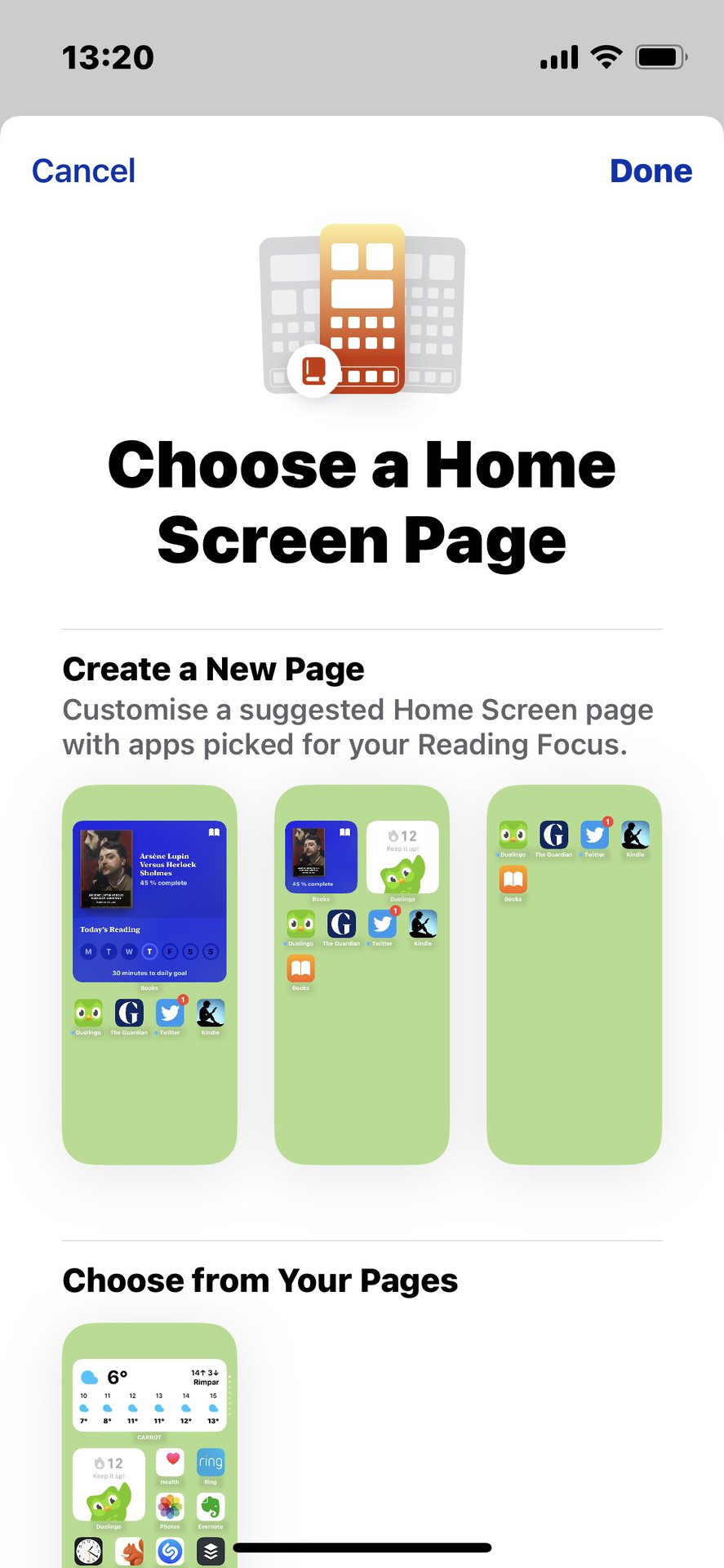 ios focus mode choose home page