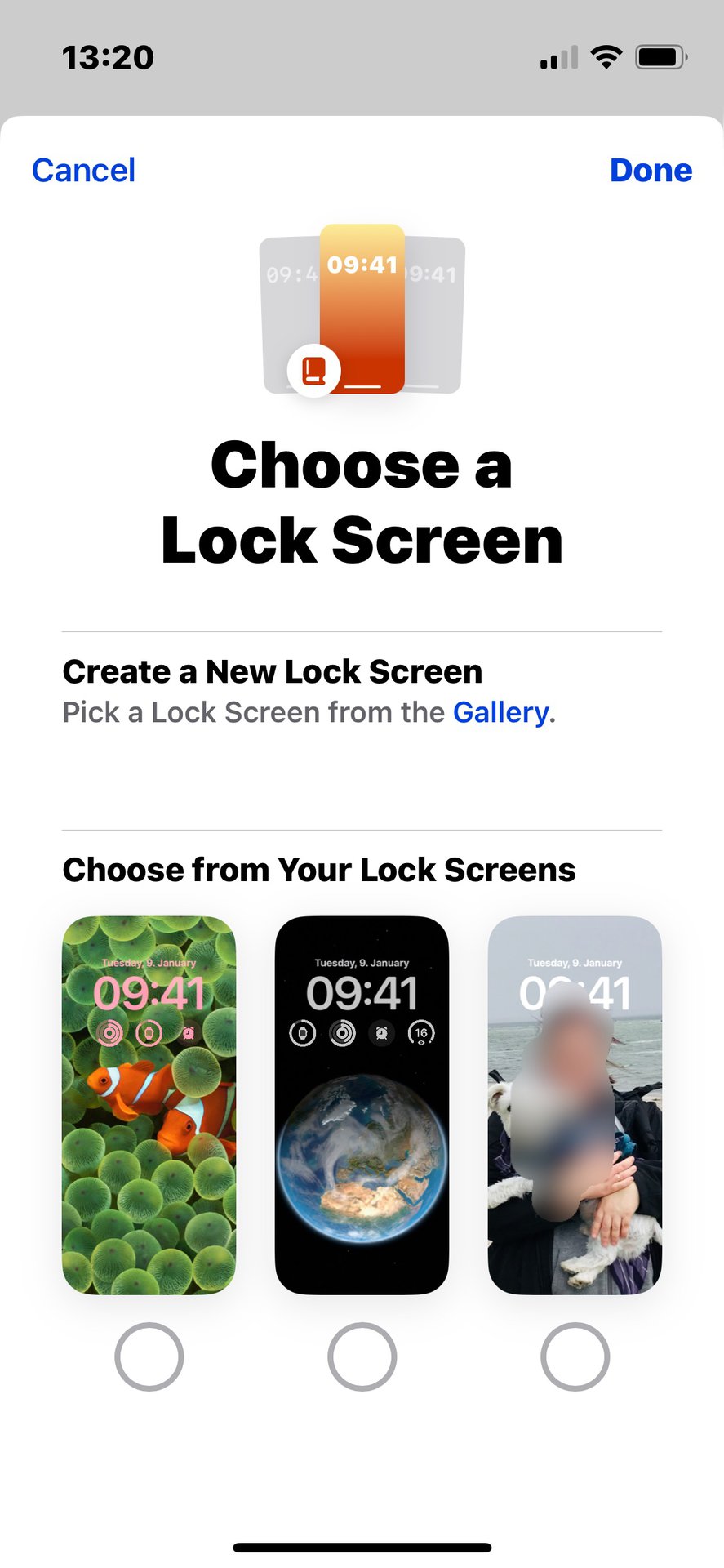 ios focus mode choose lock screen