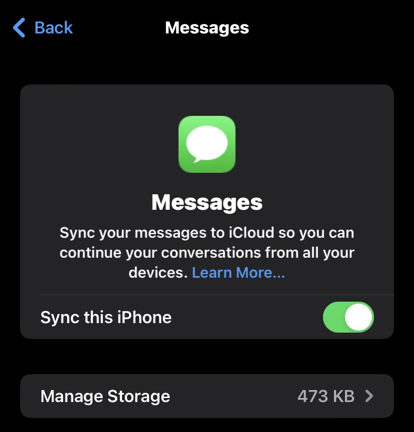 ios icloud messages sync iphone