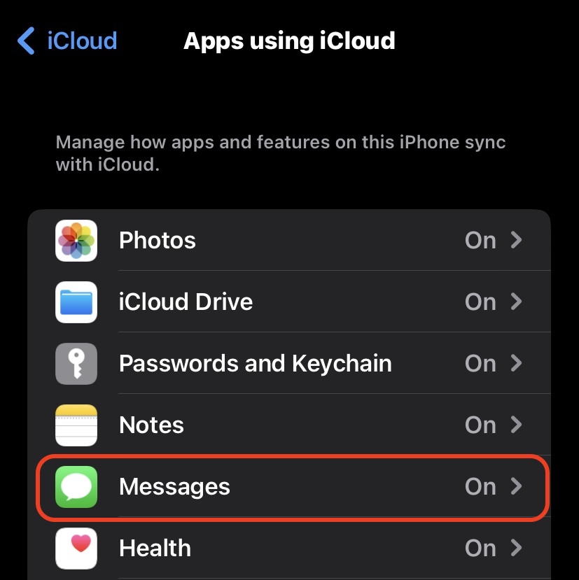 ios icloud messages