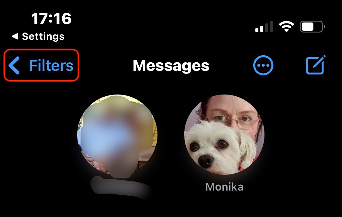 ios messages filter