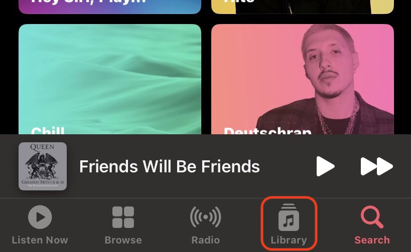 ios music app library tab