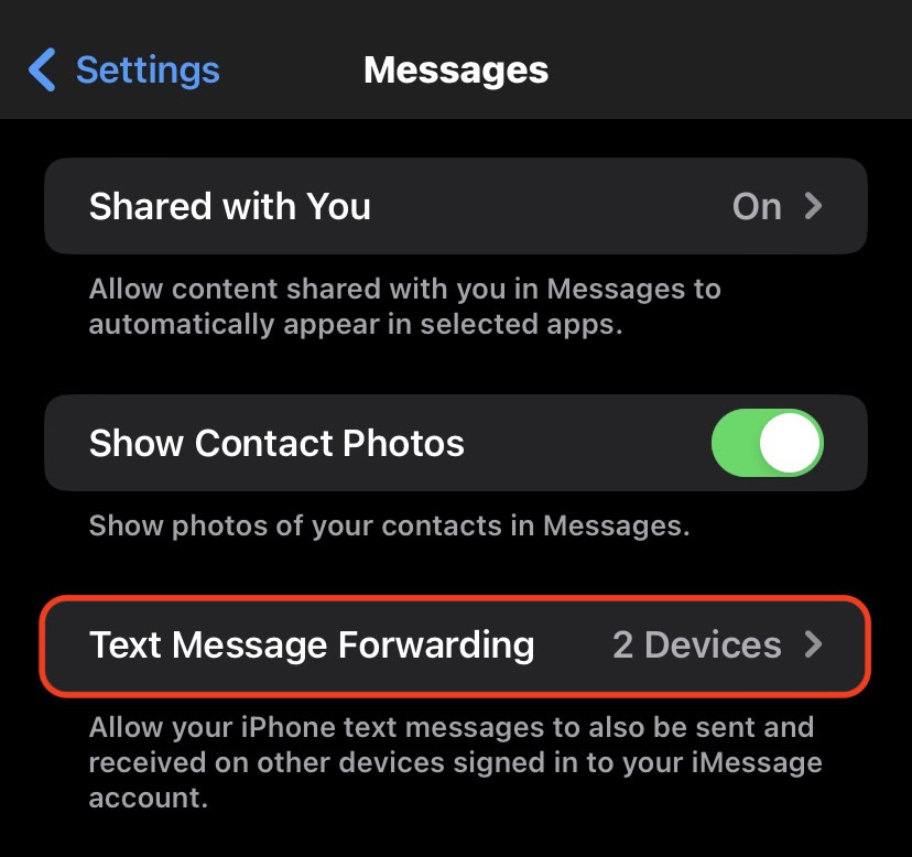 forward iphone text message to ipad and mac