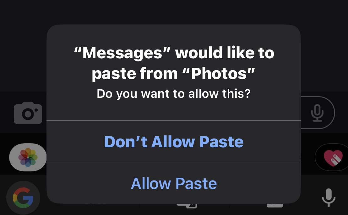 paste ios16 into imessage