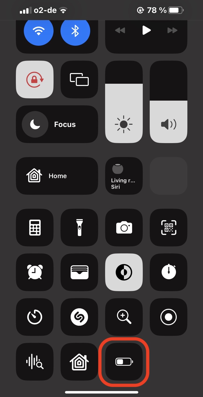 iphone control center low power mode icon