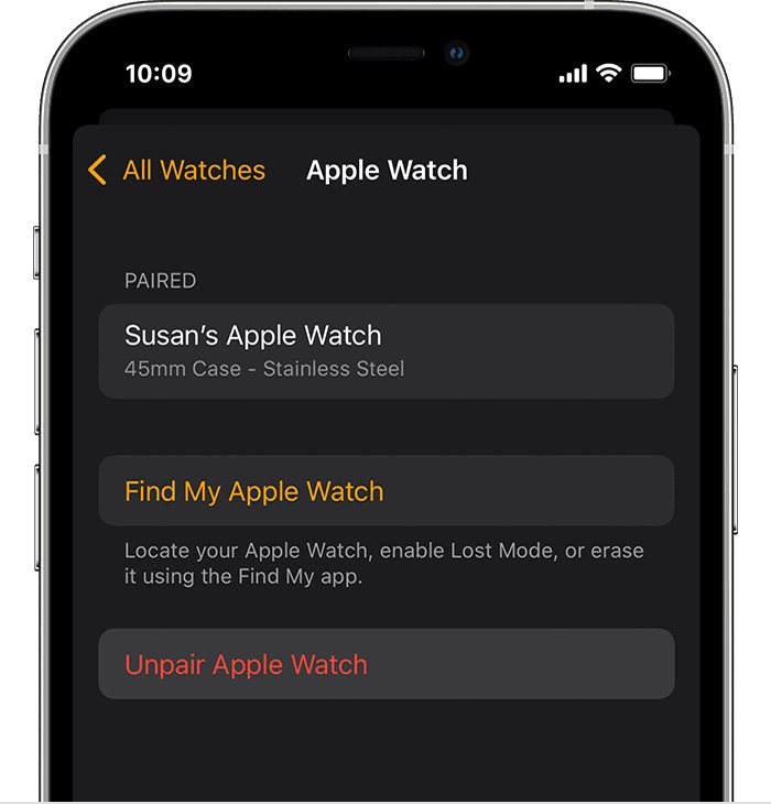 iphone unpair apple watch