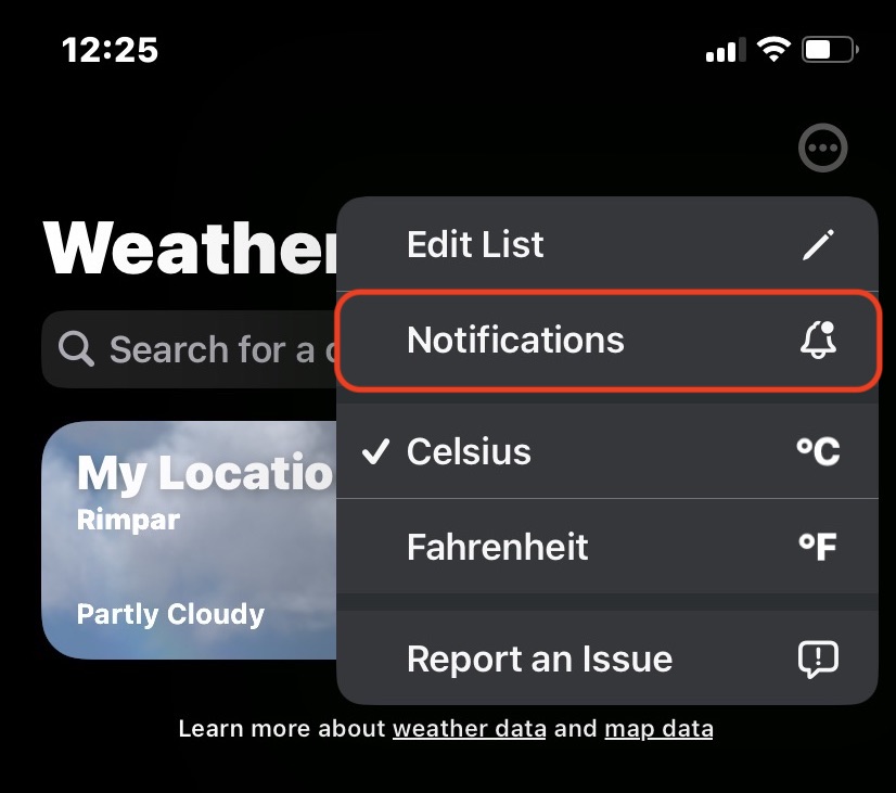 iphone weather notifications