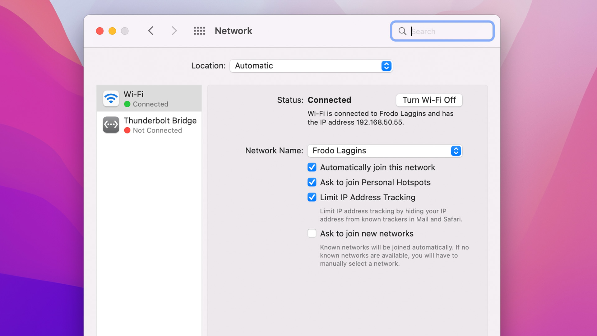 Configurações de rede do macOS
